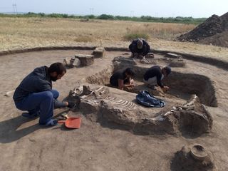 The bodies were found in a cemetery that contains the remains of humans and horses. Excavations and analysis are ongoing. While some media reports have claimed that a "priestess" was buried near the man and woman, a statement from the archaeologists makes