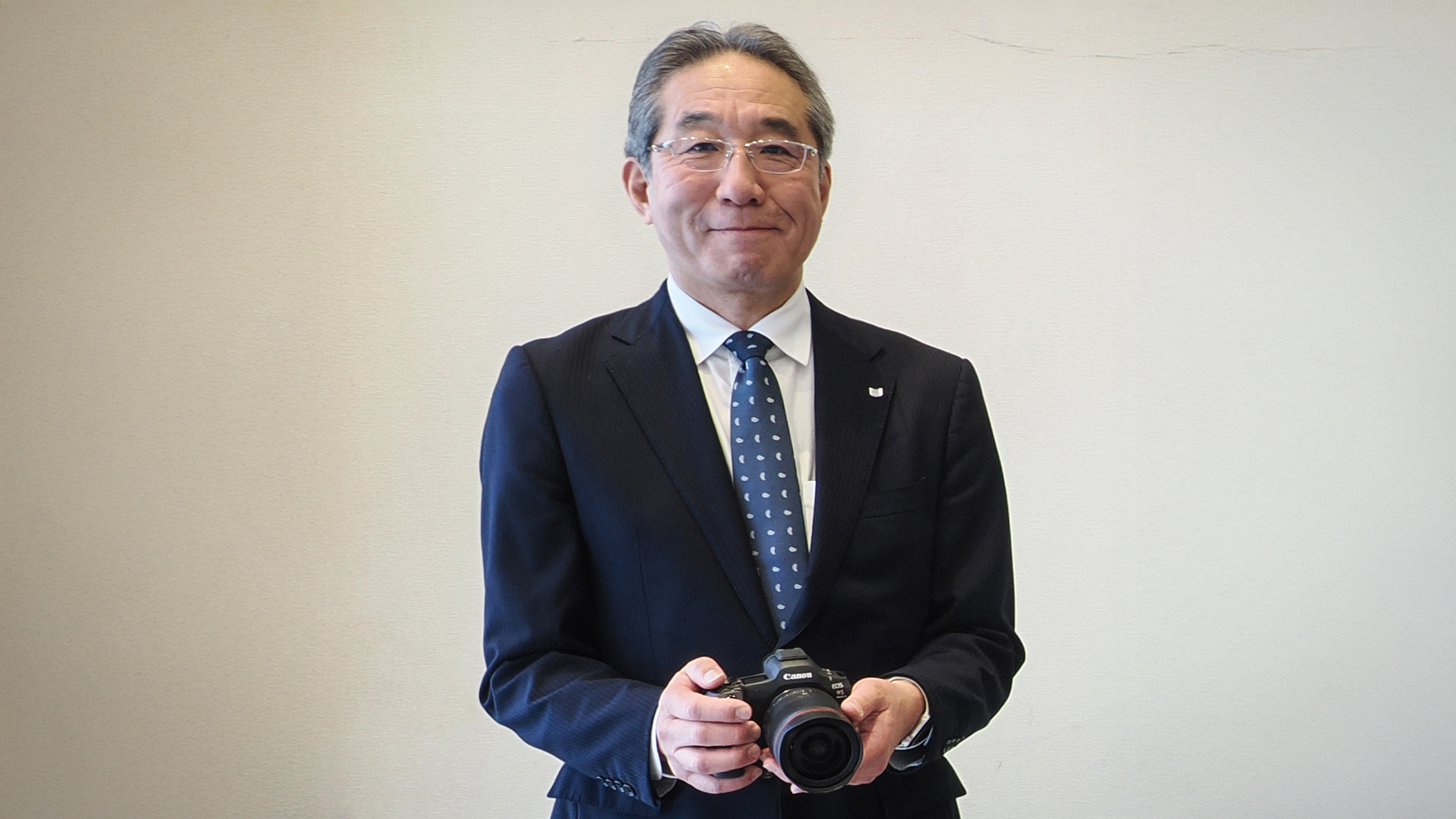 Canon executive Tetsushi Hibi at CP+ 2026 in Yokohama, Japan