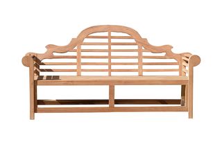 A decorative wooden garden bench