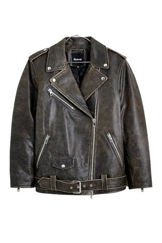 Madewell Distressed Leather Oversized Motorcycle Jacket