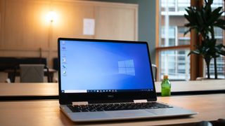 Windows laptop open on desk
