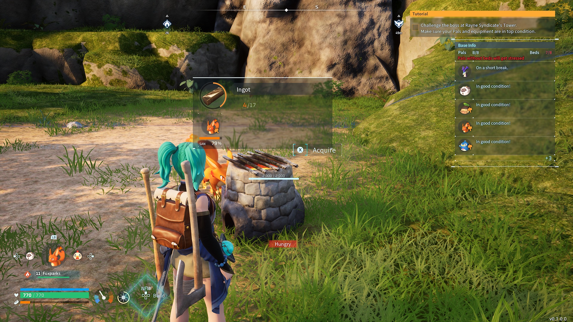 Players watch the Fox Park companions use the Primordial Furnace to create ingots