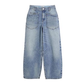 cut out image of River Island pocket front barrel leg jeans