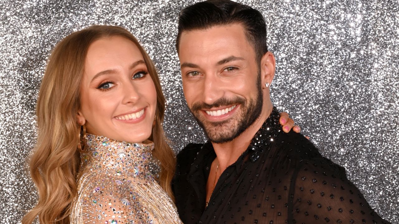 Rose Ayling-Ellis and Giovanni Pernice backstage at Utilita Arena Birmingham on January 20, 2022 in Birmingham, England.