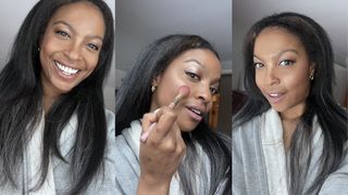 amanda mitchell trying Maybelline Master Chrome Metallic Highlighter Powder Makeup in Molten Gold