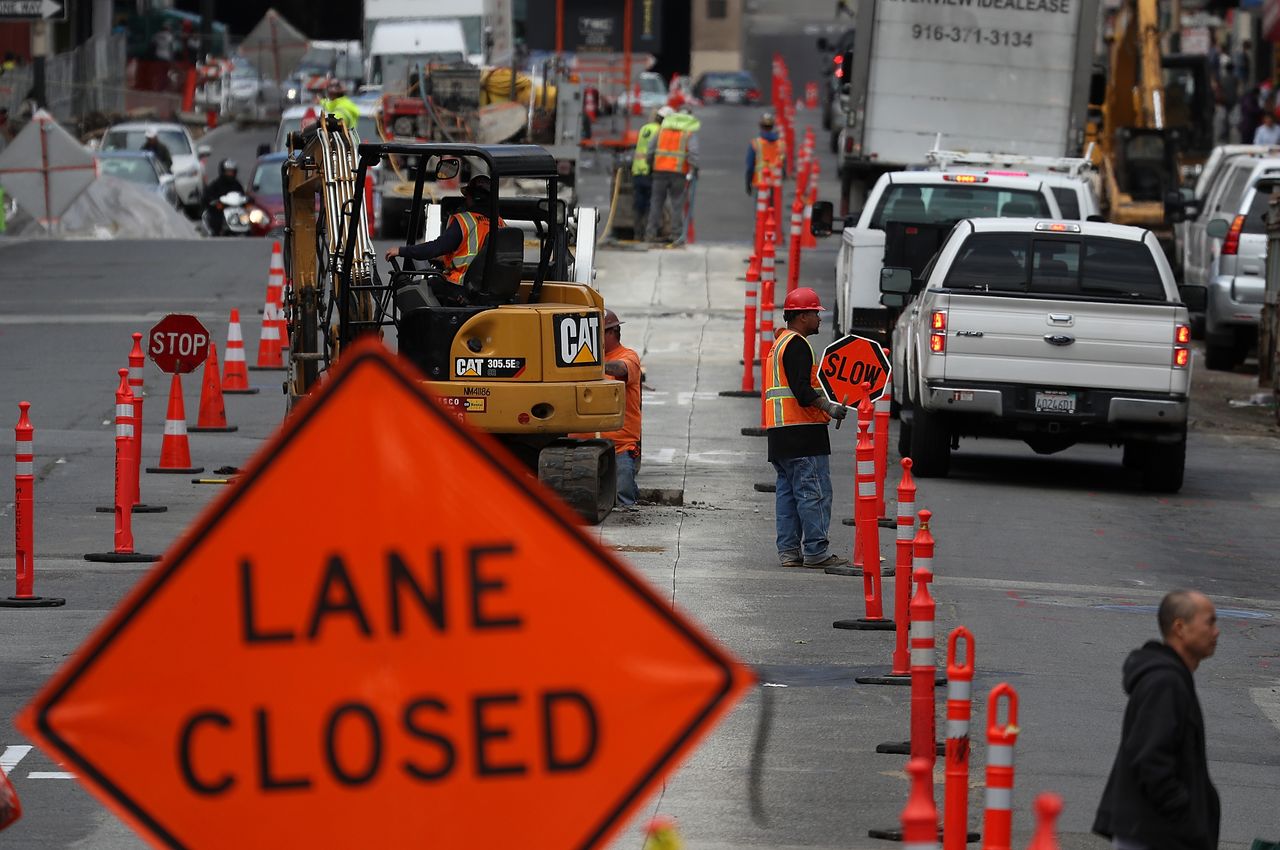 Road work in San Francisco.