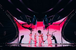 pink set at 2023 eurovision stage