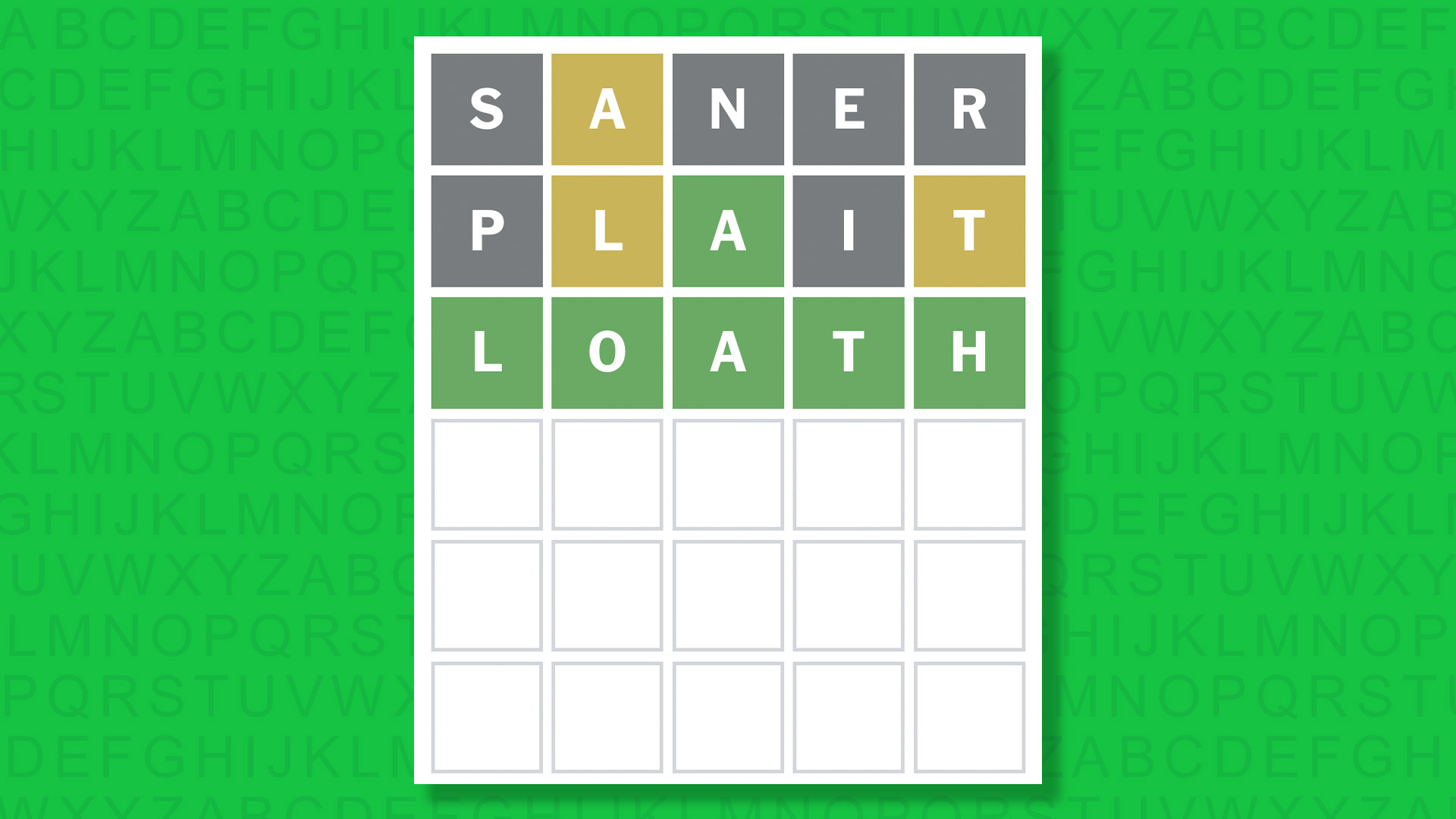 NYT Wordle answer for game 1794 on a green background
