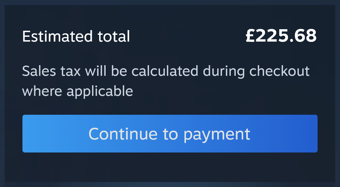Screenshot of Steam Store checkout cart