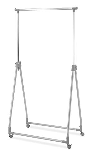 Whitmor Foldable Garment Rack - Rolling Clothes Rack - Adjustable Height - Silver