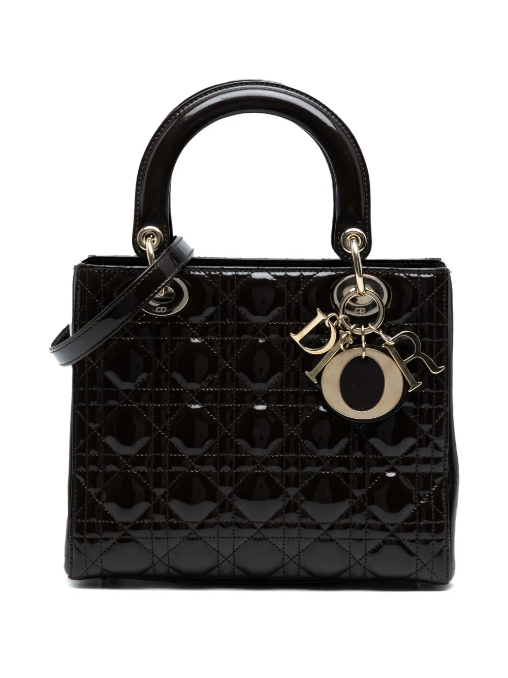 Christian Dior Pre-Owned 2010 Medium Patent Cannage Lady Dior Satchel | One Size