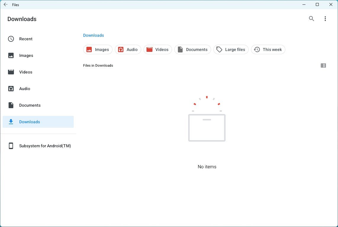 File manager in WSA