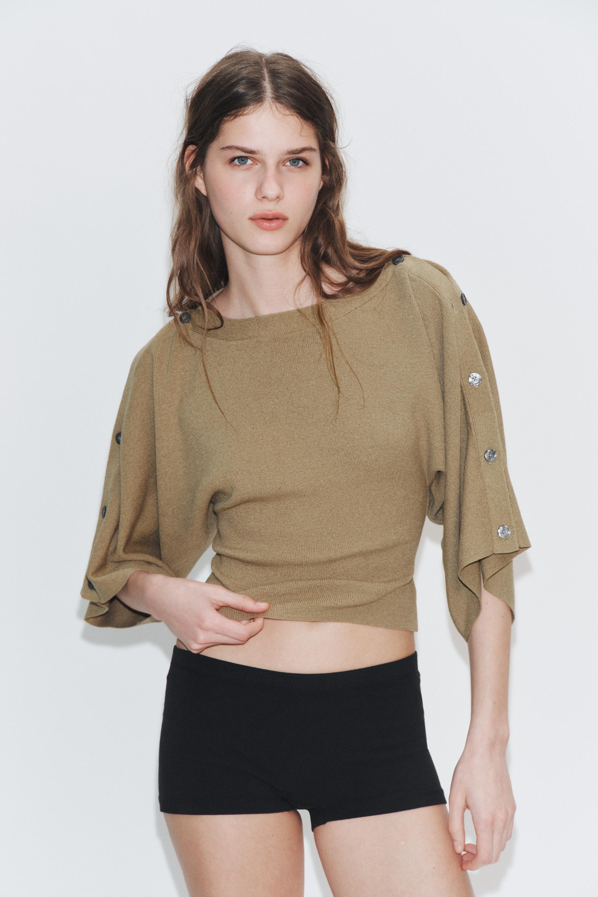 Buttoned Cape Sleeve Knit Jumper