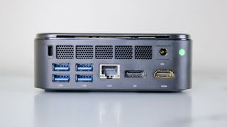 The rear ports of the Kamrui E3B mini PC