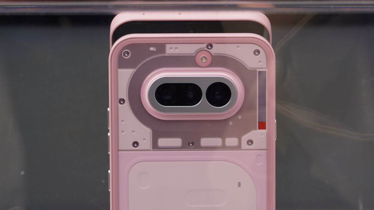 The Nothing Phone 4a on display at MWC 2026 in Black, White, Blue, and Pink colorways.