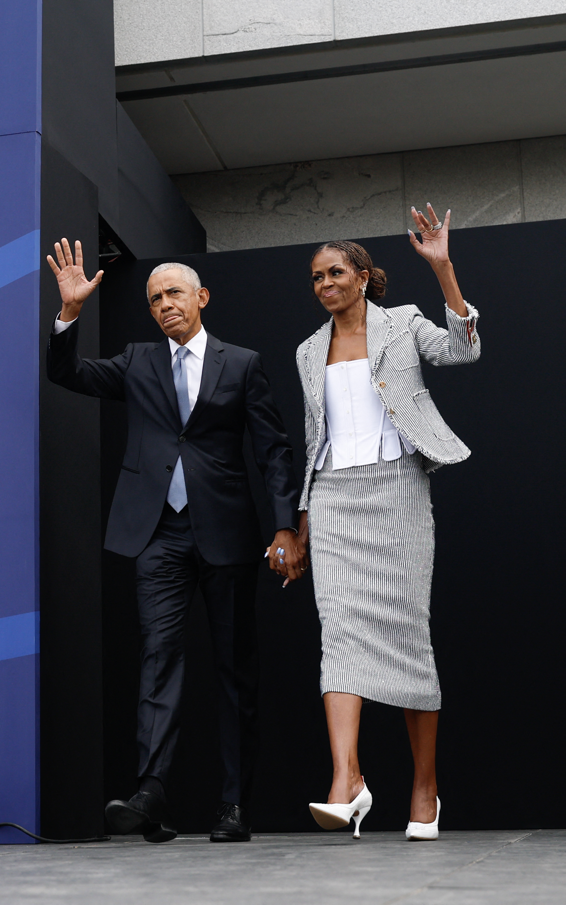 Michelle, Barack, Sasha, and Malia Obama wore coordinating outfits to the Barack Obama Presidential Center Opening