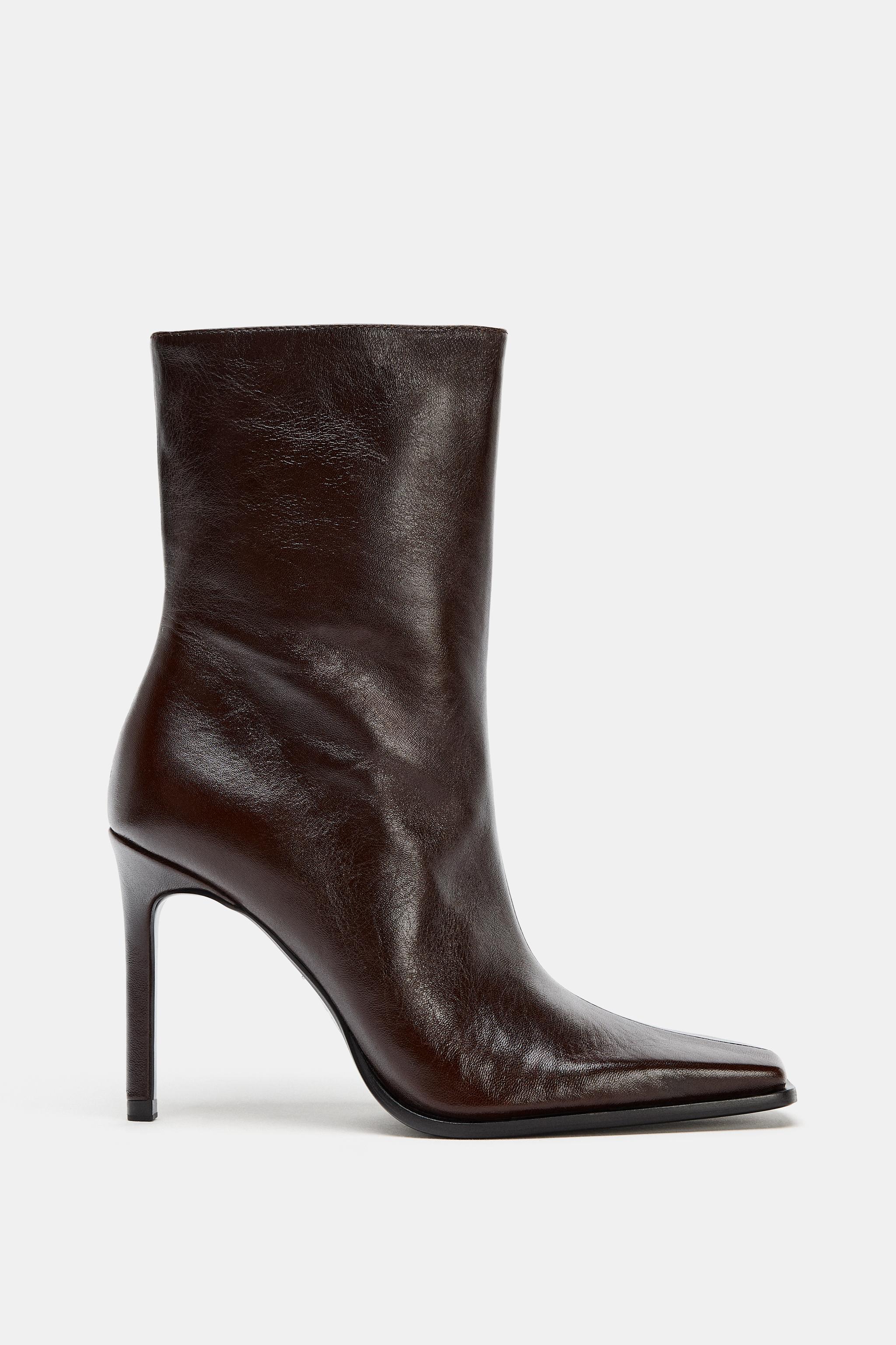 Limited Edition Leather Ankle Boots With Square Toes