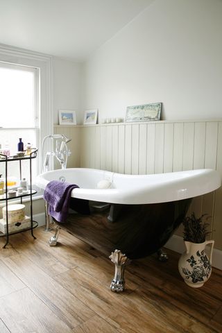 Roll-top bath from Bath Empire, with fixtures and fittings from Victorian Plumbing