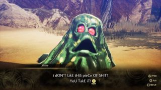 Shin Megami Tensei V: Vengeance demon Slime gives the player a gift.