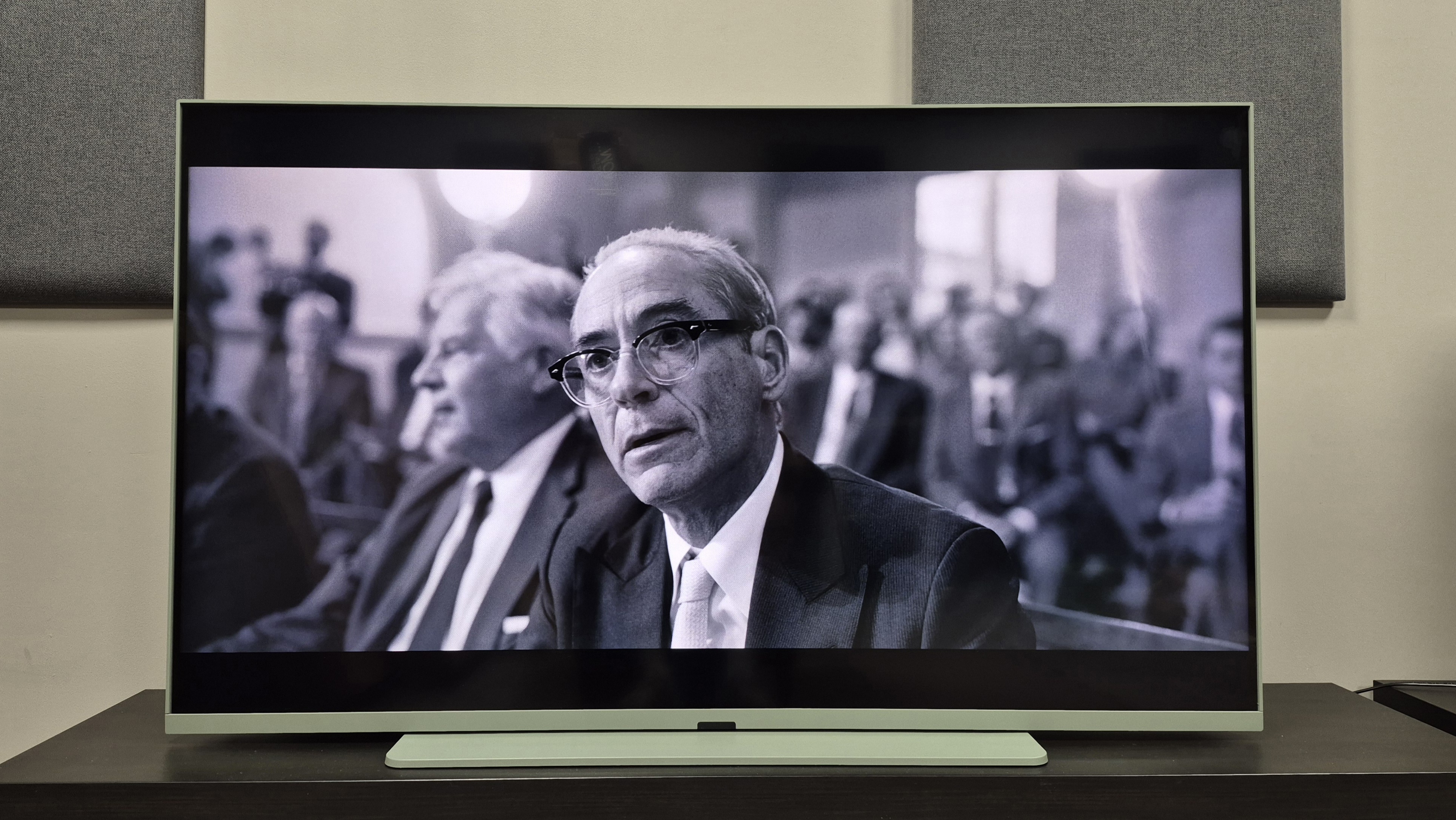 Sky Glass Air with scene from Oppenheimer displayed