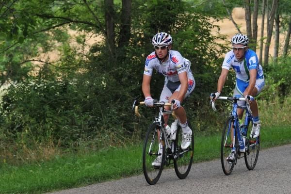 Bastien Delrot (Fra) Team Netapp leads Bastien Delrot (Team Netapp).