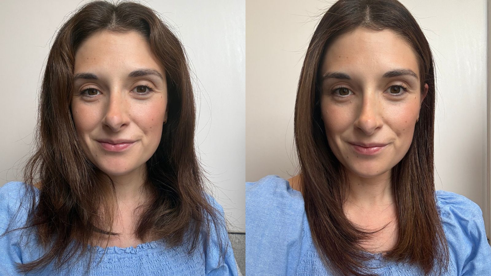 Beauty Editor Jess before and after using Hershesons The Great Iron