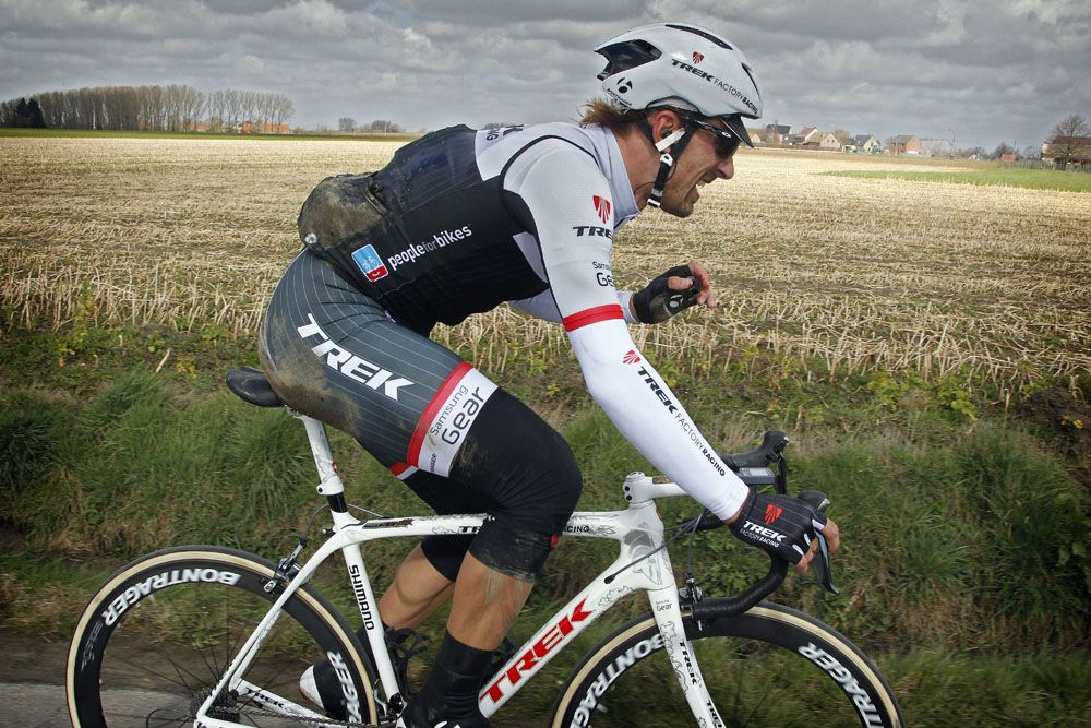 Fabian Cancellara got back on his bike but was clearly in pain