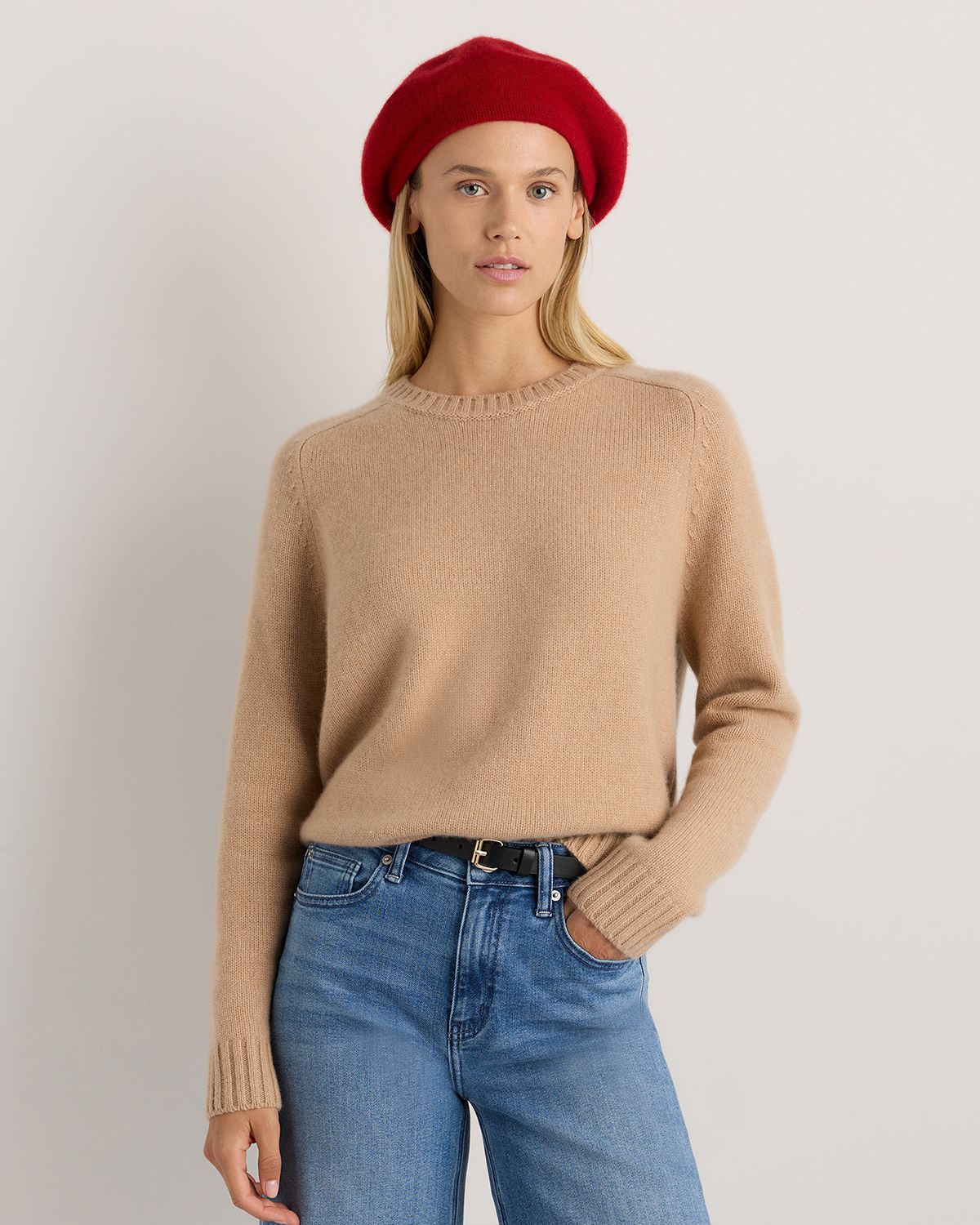 Mongolian Cashmere Beret in Navy