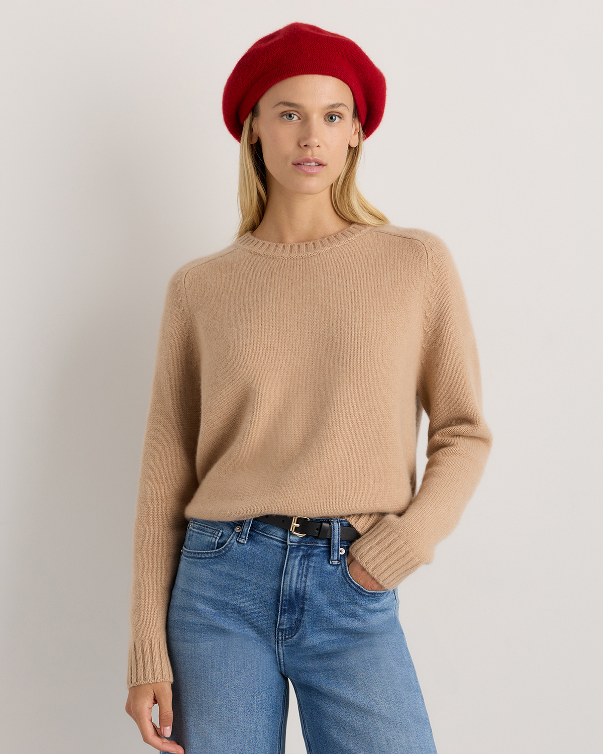 Mongolian Cashmere Beret in Navy