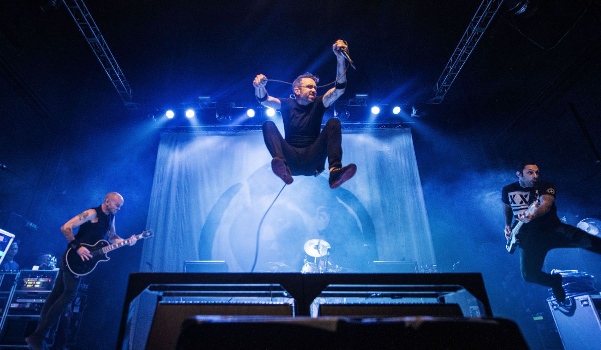  Rise Against perform on stage at O2 Academy on November 4, 2014 in Leeds, United Kingdom.