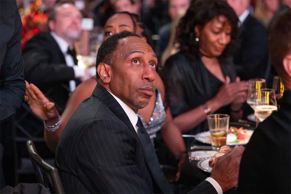 Honoree Stephen A. Smith of ESPN takes in the Hall of Fame ceremony.