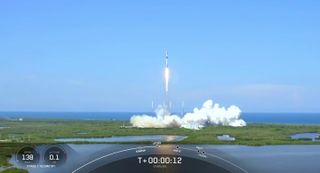 A SpaceX Falcon 9 rocket launches 53 Starlink internet satellites from Cape Canaveral Space Force Station on Aug. 19, 2022.