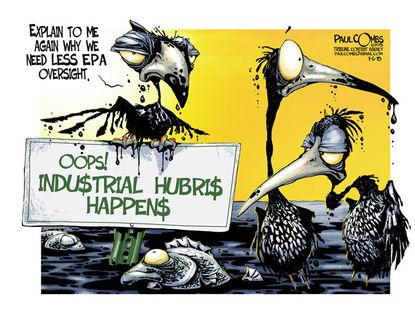 Editorial cartoon oil spill hubris