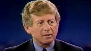 Ted Koppel while interviewing Richard Nixon