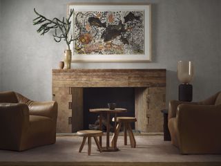 modern fireplace in a neutral living room