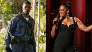 From left to right: Jamie Fox in Day Shift and Tiffany Haddish performing stand-up in her special Tiffany Haddish: Black Mitzvah.