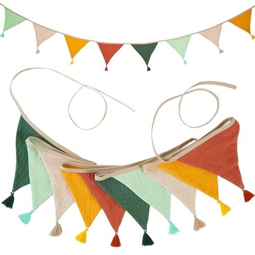 Fabric Bunting Banner, 20 Pcs Flag Banners Multicolor, Garden Bunting, Vintage Fabric Bunting, Nursery Bunting for Wedding Birthday Baby Room Anniversary Nursery (2.6m Candy Colours)