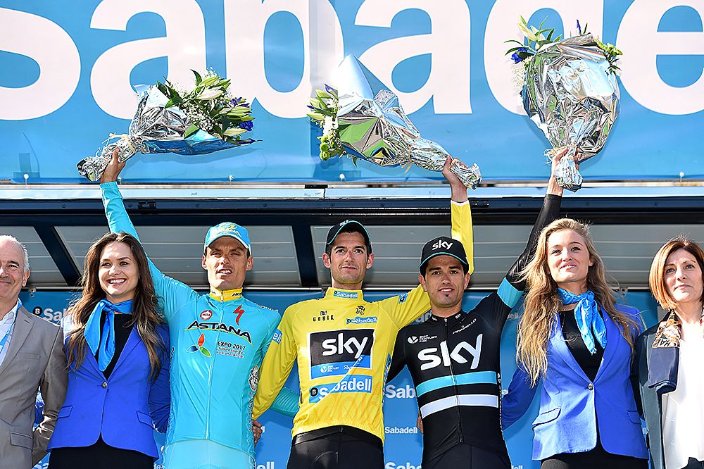 The final podium at the Volta a la Comunitat Valenciana