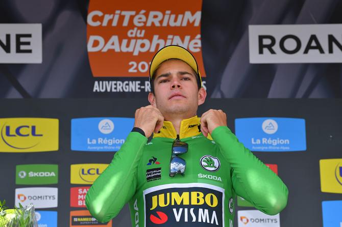 Wout Van Aert (Jumbo-Visma) wins the stage 4 time trial at the Criterium du Dauphine and wears the green points jersey