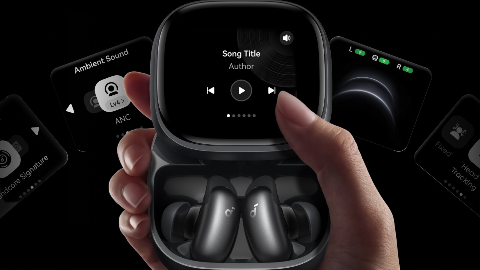 Soundcore Liberty 5 Pro Max display case held in hand