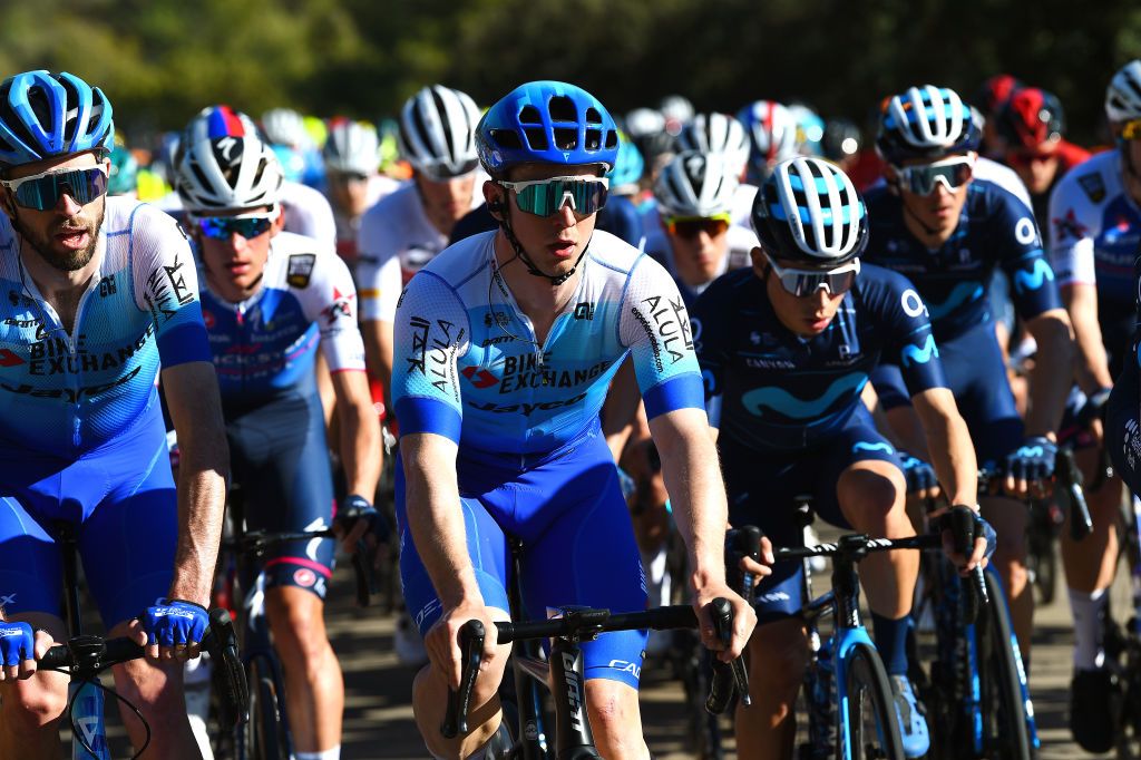 TORRALBA DEL PINAR SPAIN FEBRUARY 02 Kaden Groves of Australia and Team Bikeexchange Jayco competes during the 73rd Volta A La Comunitat Valenciana 2022 Stage 1 a 1667km stage from Les Alqueries to Torralba Del Pinar 735m VCV2022 on February 02 2022 in Torralba Del Pinar Spain Photo by Dario BelingheriGetty Images