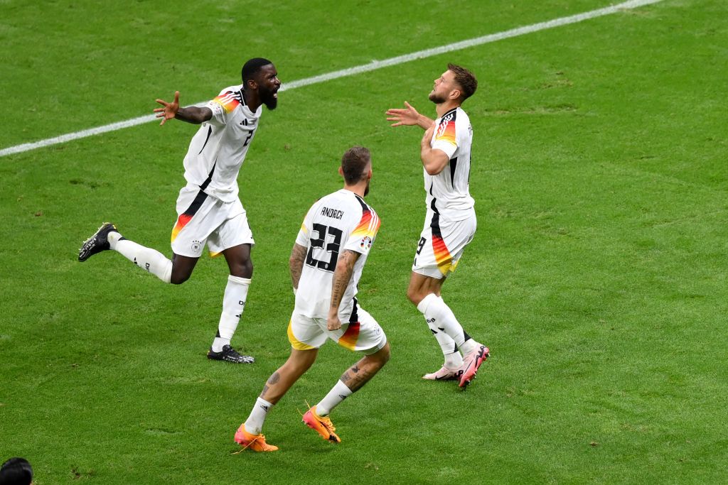 Euro 2024 last-16: Full fixtures, as things stand: Niclas Fuellkrug of Germany celebrates scoring his team&#039;s first goal with teammates during the UEFA EURO 2024 group stage match between Switzerland and Germany at Frankfurt Arena on June 23, 2024 in Frankfurt am Main, Germany. (Photo by Justin Setterfield/Getty Images)