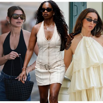 collage of women wearing halter tops