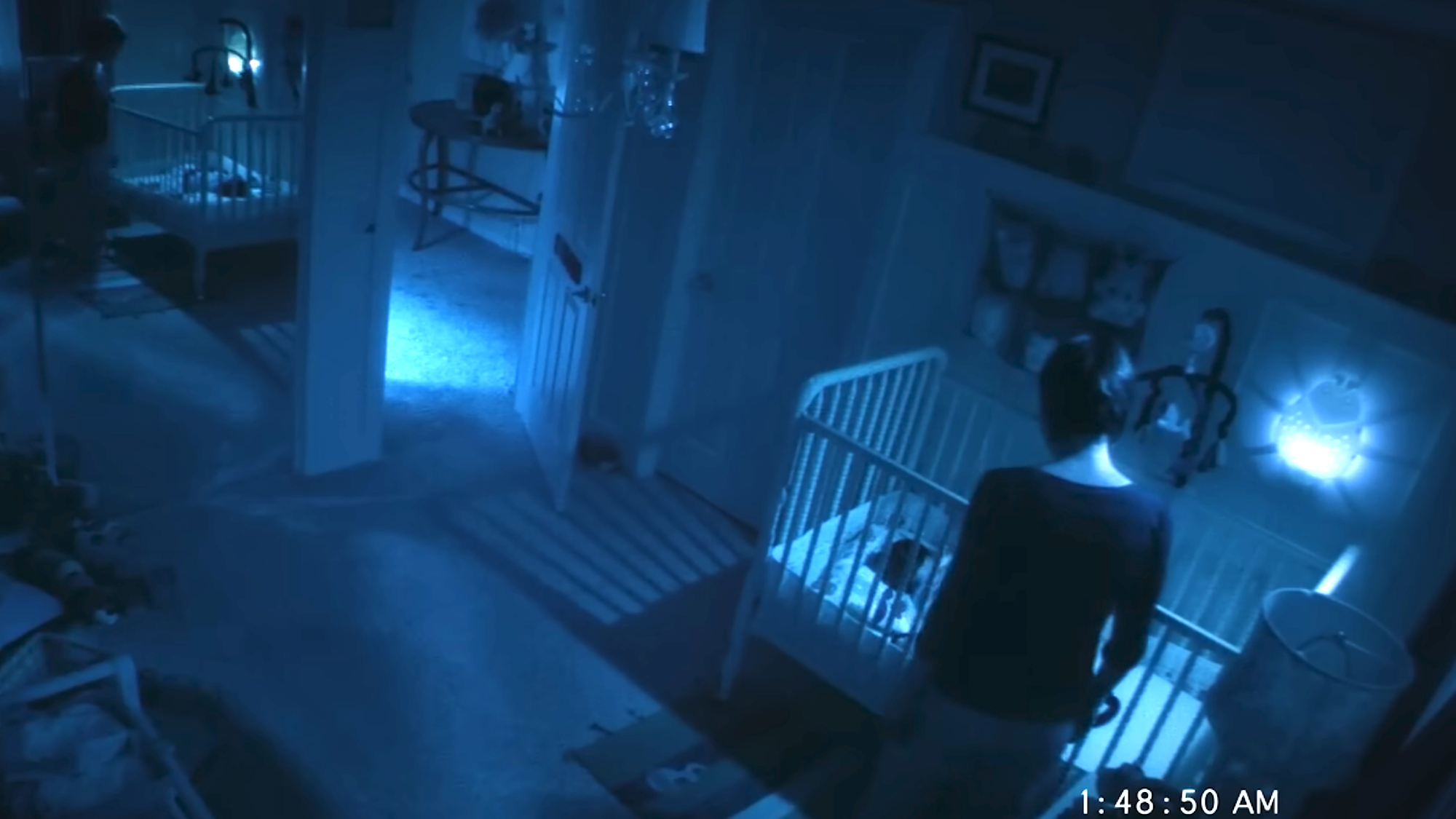 blue-light footage of a nursery in paranormal activity