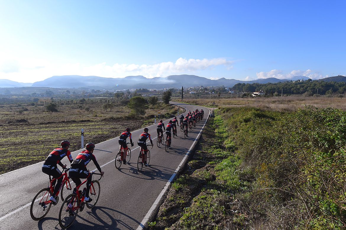 The BMC Racing team trains in Spain