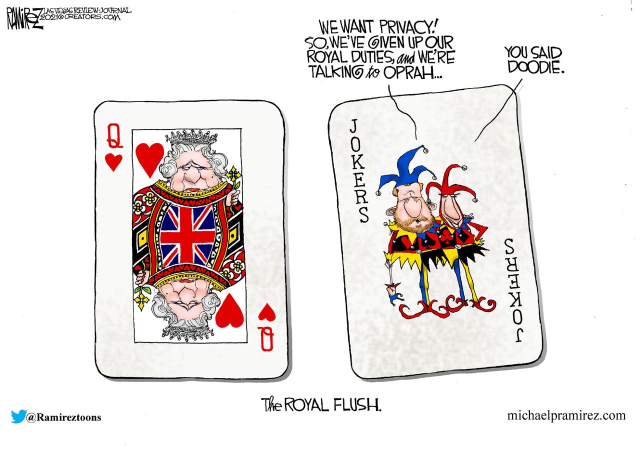 Editorial Cartoon U.S. harry meghan oprah queen elizabeth