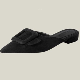 Fericzot Mule Slippers for Women,Slingback Buckle Pumps Pointed Toe Kitten Heels Shoes Slides Backless Dress Sandals