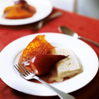 Poached Pears with Cinnamon Parfait