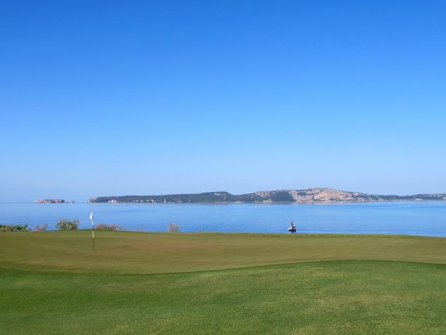 Looking out over the bay from the fourth green