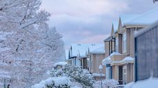 American suburban houses in thick snow